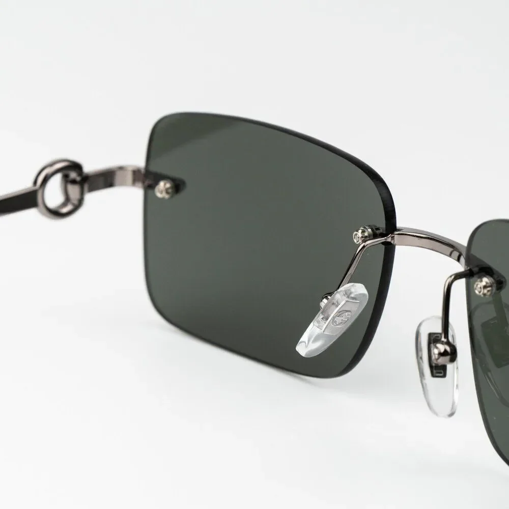 Gucci Men Sunglasses Ruthenium Grey Rectangle GG1703S 001 BRAND NEW